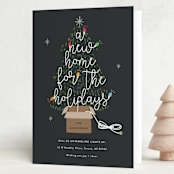 "Twinkling New Home" - Holiday Cards in Charcoal by Corinne Malesic - Folded Card
