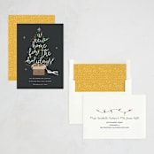 "Twinkling New Home" - Holiday Cards in Charcoal by Corinne Malesic - Assembled