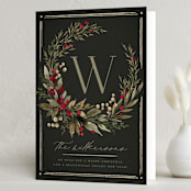 "Wild Wreath" - Holiday Cards in Garland by Wildfield Paper Co - Folded Card