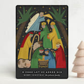 "Adore Him" - Holiday Cards in Charcoal by Joanna Griffin - Front