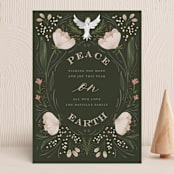 "Botanical Peace on Earth" - Holiday Cards in Moss by Erin German - Front