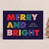 "Merry & VERY Bright" - Holiday Cards in Blueberry by Brooke Chandler - Front