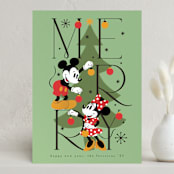 "Disney's Mickey Mouse Merry & Bright" - Holiday Cards in Elf Shoes by Ana de Sousa - Front
