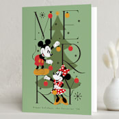 "Disney's Mickey Mouse Merry & Bright" - Holiday Cards in Elf Shoes by Ana de Sousa - Folded Card