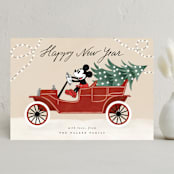 "Disney Mickey Christmas ride" - Holiday Cards in Cranberry by Maja Cunningham - Front