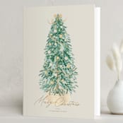"Farmhouse Tree" - Holiday Cards in Golden by Tamara Hilje - Folded Card