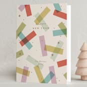 "confetti strips" - Holiday Cards in Teal by Ellen Schlegelmilch - Folded Card