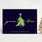 "Simple Tree" - Holiday Cards in Navy by Erin Deegan - Front