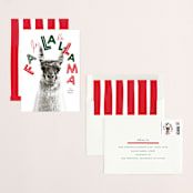 "Fa La Llama" - Holiday Cards in Stockings by Baumbirdy - Assembled