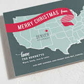 "Holiday Map" - Holiday Cards in Cherry by Jill Means - Detail