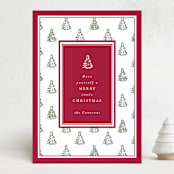 "Little Trees" - Holiday Cards in Mulberry by Corinne Malesic - Front