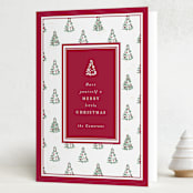 "Little Trees" - Holiday Cards in Mulberry by Corinne Malesic - Folded Card