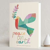 "Peace and Dove" - Holiday Cards in Wintermint by Lindsay Megahed - Folded Card