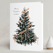 "Bells and Bows" - Holiday Cards in Snow by Baumbirdy - Folded Card