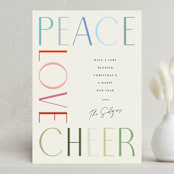 "Peace Love Cheer" - Holiday Cards in Fruitcake by Pixel and Hank - Front