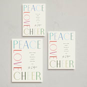"Peace Love Cheer" - Holiday Cards in Fruitcake by Pixel and Hank - Formats Available