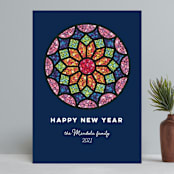 "Rosette" - Holiday Cards in Navy by peetie design - Front