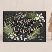 "Botanical Holidays" - Holiday Cards in Charcoal by Erin German - Front
