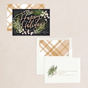 "Botanical Holidays" - Holiday Cards in Charcoal by Erin German - Assembled