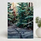 "Peaceful Forest" - Holiday Cards in Wintermint by Holly Whitcomb - Front