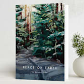 "Peaceful Forest" - Holiday Cards in Wintermint by Holly Whitcomb - Folded Card