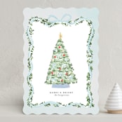 "Vintage Bow Tree" - Holiday Cards in Frosty by Itsy Belle Studio - Front