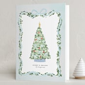 "Vintage Bow Tree" - Holiday Cards in Frosty by Itsy Belle Studio - Folded Card