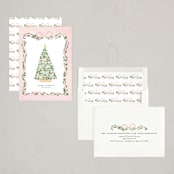 "Vintage Bow Tree" - Holiday Cards in Blush by Itsy Belle Studio - Assembled