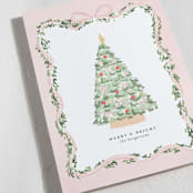"Vintage Bow Tree" - Holiday Cards in Blush by Itsy Belle Studio - Detail