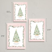 "Vintage Bow Tree" - Holiday Cards in Blush by Itsy Belle Studio - Formats Available