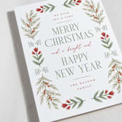 "Folk Floral" - Holiday Cards in Pine by Wildfield Paper Co - Detail