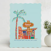 "Cozy Retro Place" - Holiday Cards in Ice Blue by Becky Nimoy - Front