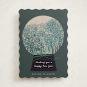 "Winter Forest Snow Globe" - Holiday Cards in Deep Sea by Ani Somi - Front