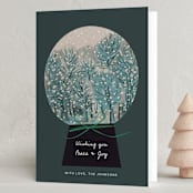 "Winter Forest Snow Globe" - Holiday Cards in Deep Sea by Ani Somi - Folded Card
