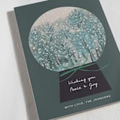 "Winter Forest Snow Globe" - Holiday Cards in Deep Sea by Ani Somi - Detail