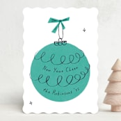 "Retro Ornament" - Holiday Cards in Pine by Gwen Bedat - Front