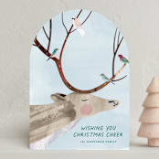 "Reindeer Cheer" - Holiday Cards in Frost Fog by Eve Schultz - Front