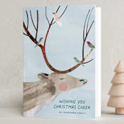 "Reindeer Cheer" - Holiday Cards in Frost Fog by Eve Schultz - Folded Card