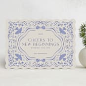 "Painterly Ceramic Border" - Holiday Cards in Winter Sky by Lucrecia Caporale - Front