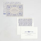 "Painterly Ceramic Border" - Holiday Cards in Winter Sky by Lucrecia Caporale - Assembled