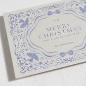"Painterly Ceramic Border" - Holiday Cards in Winter Sky by Lucrecia Caporale - Detail