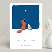 "Peace on Earth fox and rabbit" - Holiday Cards in Twilight by Diane Pearse - Front