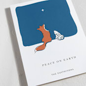 "Peace on Earth fox and rabbit" - Holiday Cards in Twilight by Diane Pearse - Detail