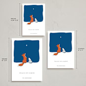 "Peace on Earth fox and rabbit" - Holiday Cards in Twilight by Diane Pearse - Formats Available