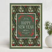 "Holiday Diamond Botanical Bouquet" - Holiday Cards in Forest by Jackie Crawford - Front