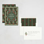 "Holiday Diamond Botanical Bouquet" - Holiday Cards in Forest by Jackie Crawford - Assembled
