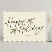 "Holiday Script" - Holiday Cards in Eggnog by Robert and Stella - Front