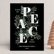 "Flourished Peace" - Holiday Cards in Ebony by Oma N. Ramkhelawan - Front