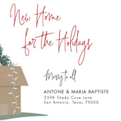 "New Home For The Holidays" - Holiday Cards in Cherry by Elky Ink - Close-Up