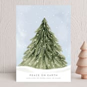 "Snowy Pine Tree" - Holiday Cards in Sky by Petra Kern - Front